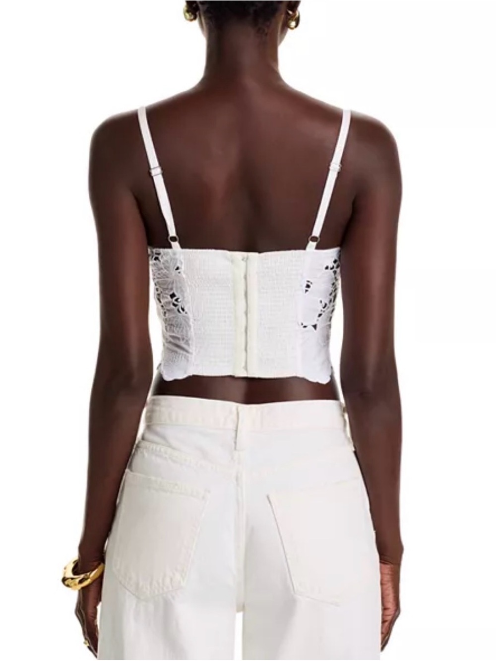 L'AGENCE White Lace Bustier Camisole with Scalloped Hem - Picture 2 of 6